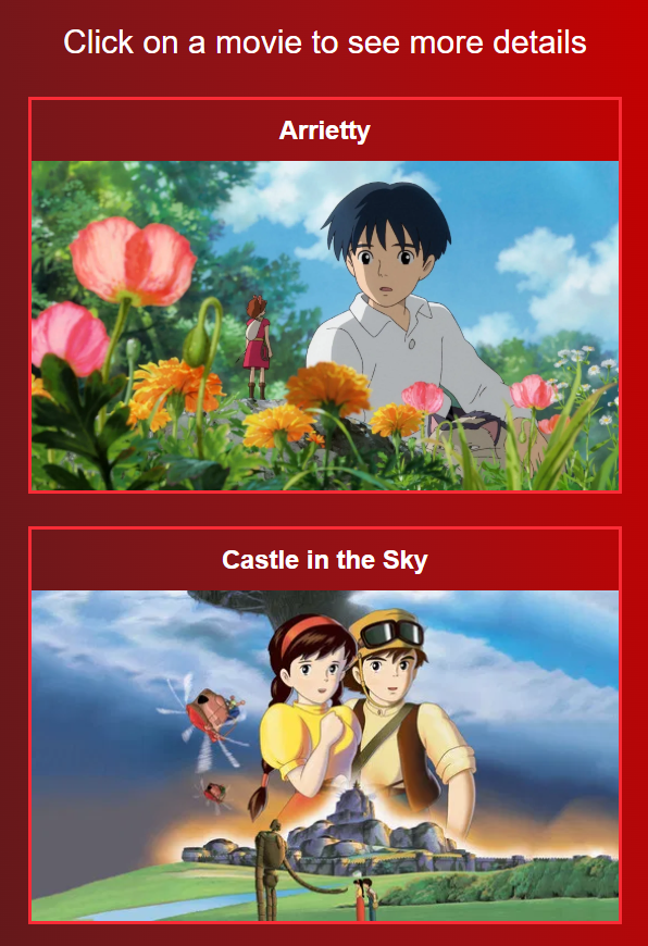 Visualizador de filmes Studios Ghibli
